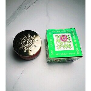 Avon 70's Cream Sachet Persian Wood Vintage Coastal Grandmother Empty Container